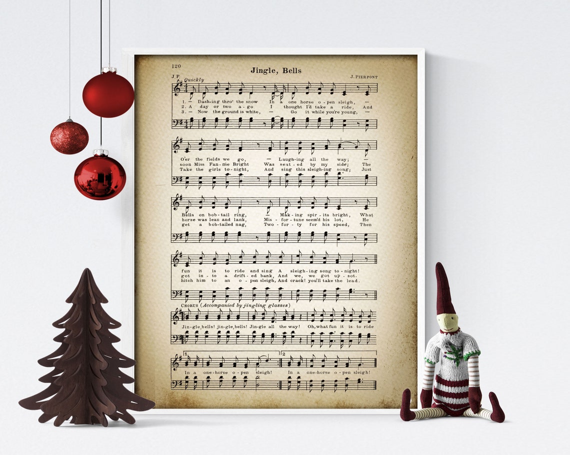 Jingle Bells Printable Vintage Sheet Music | Classic Holiday Music ...