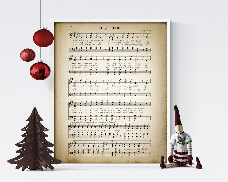 Jingle Bells Printable Vintage Sheet Music | Classic Holiday Music ...