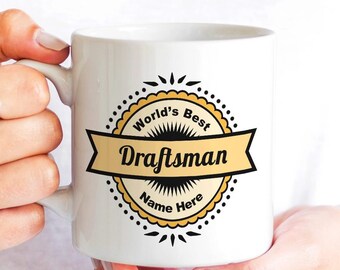 Draftsman Coffee Mug, Gift for the Best Draftsmen, Personalized Award Design