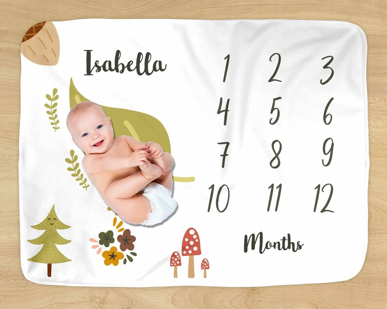 Download Bedding Woodland Leaf Acorn Nature Design For Baby Boy Or Girl Soft For Monthly Milestones Personalized Name Leaves Milestone Blanket Home Living