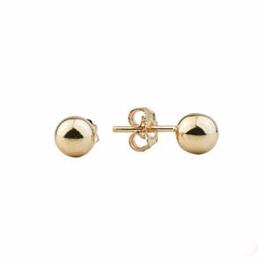 Stud Ball 4 mm plain, Ball earring 4mm gold 19.2k Portuguese handmade