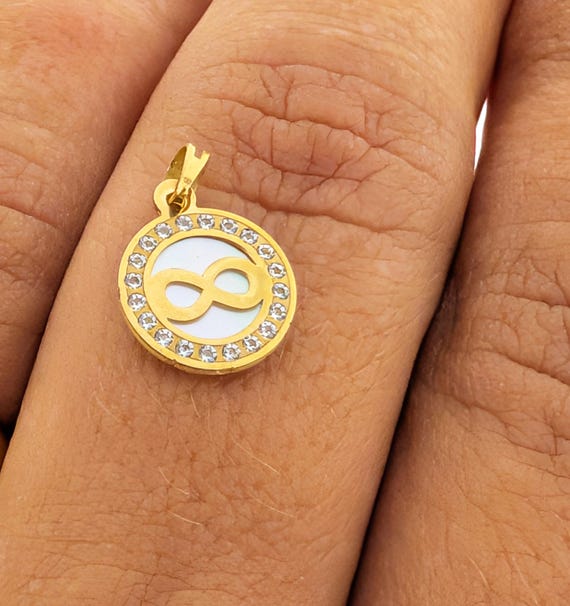 Round Medal Pendant With Infinity in 19.2k/800 Gold and White