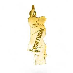 Hanger met kaart van Portugal in 925 zilver (verguld) // Hanger met kaart van Portugal in 925 zilver (verguld)
