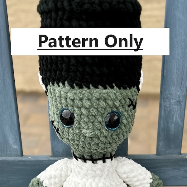 Eva Plushy, Bride of Frankenstein, Amigurumi, Crochet doll, Pattern Only!