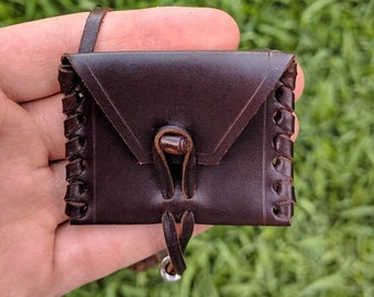 Borsa da collo in pelle, borsa per medicinali in pelle, borsa per amuleti, collana con borsa per medicinali, porta amuleti, borsa di cristallo, collana con porta cristallo