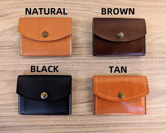 Black Leather Trifold Key Holder Wallet With Dual Change Pouches