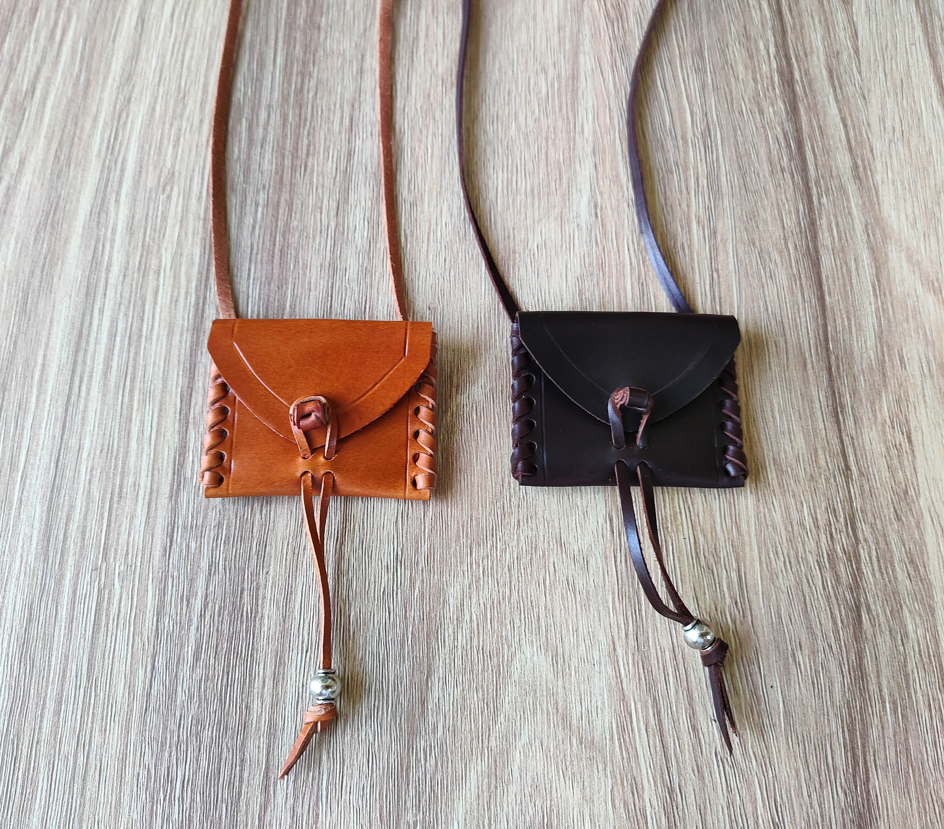  Small Black Leather Drawstring Medicine Tobacco  Pouch/Bag/Necklace by HJE : Everything Else