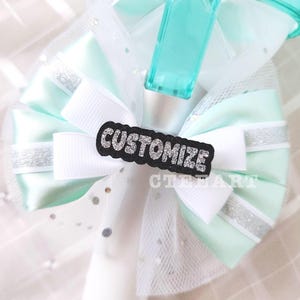 Mint Silver and White Light Stick Bow Decor or Hair Clip (Personalize)
