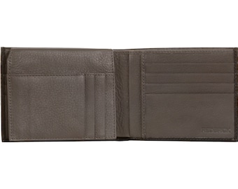 NEW MENS BIFOLD LUXURY GENUINE LEATHER BROWN WALLET CREDIT CARD /& COINS REDBRICK