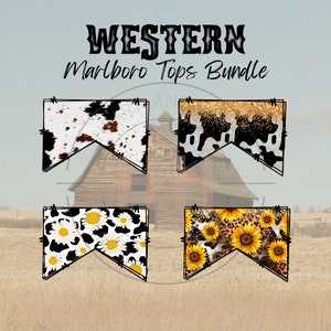 Western Cigarette Top PNGs | Cowhide Cigarette Top Bundle | Cute Cow Print Design | Sunflower Print | Sublimation