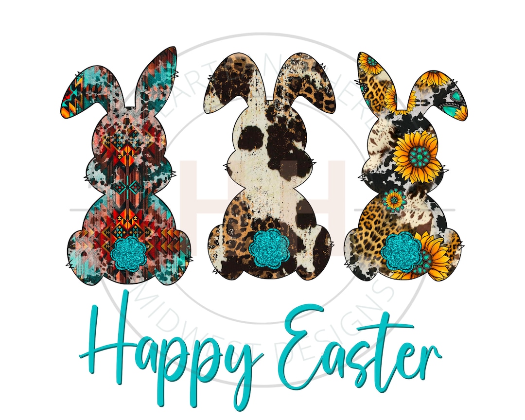 Western Easter Bunnies PNG | Cow Print, Cowhide, and Sunflower Print ...