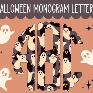 Halloween Ghost Monogram Letters PNG | Fall Monogram PNG | Halloween Sublimation | Scalloped Monogram Letters | Halloween Initials Set