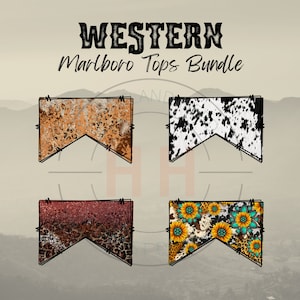 Western Cigarette Top PNGs | Cowhide Cigarette Top Bundle | Cute Cow Print Design | Sunflower Print | Cheetah Print | Sublimation