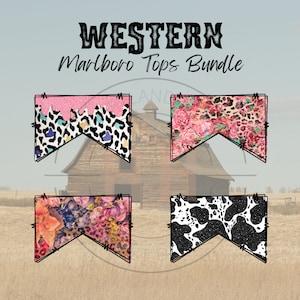 Western Cigarette Top PNGs | Cowhide Cigarette Top Bundle | Cute Cow Print Design | Sunflower Print | Sublimation
