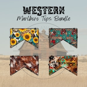 Western Cigarette Top PNGs | Cowhide Cigarette Top Bundle | Cute Cow Print Design | Sunflower Print | Turquoise | Aztec Print |Sublimation