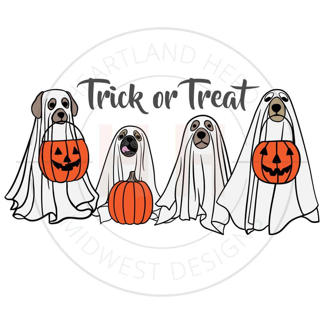 Trick or Treat Ghost Dog PNG | Halloween Sublimation | Fall Sweatshirt ...