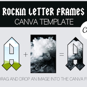 Rockin Letters Canva Frame Template, Easy Drag & Drop Canva Frame, Rock and Roll Letters, Canva Alphabet Frame, Customizable Letters