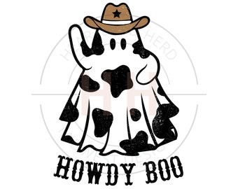 Distressed Cowboy Ghost PNG | Howdy Boo Western Sublimation | Western Ghost Country Halloween Shirt Design