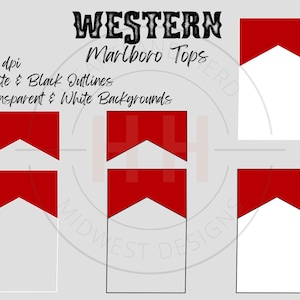Western Cigarette Tops PNGs | Sublimation | Transparent | White & Black Boarders | Cigarette Box PNG