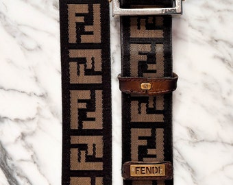 Cinturón con logo vintage FENDI Atemporal Estampado FENDI FF ajustable Auténtico