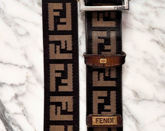 Ceinture logo vintage FENDI Intemporelle imprimée FENDI FF ajustable Authentique