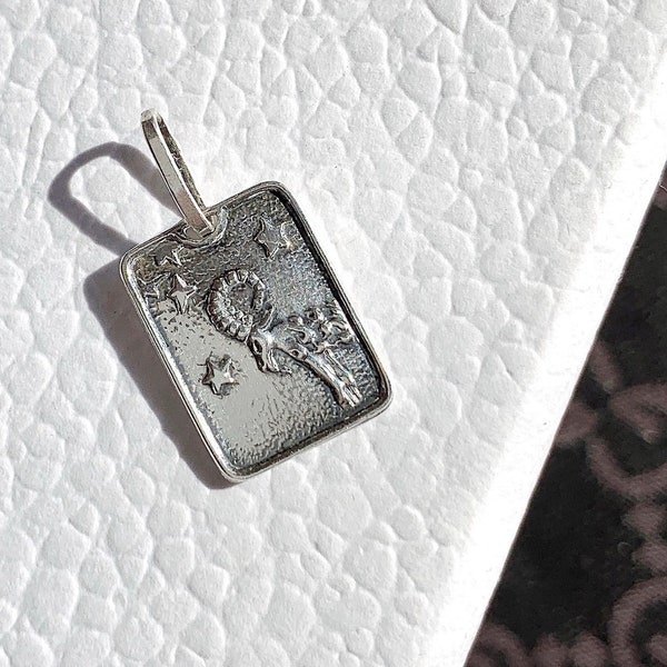 CAPRICORN vintage sterling silver dainty 925 zodiac pendant