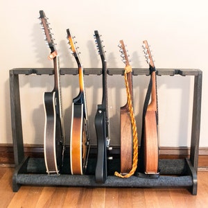 Wooden Mandolin and Large Ukulele Stand, Mandolin Rack, Multi-Mandolin Holder, Tenor, Baritone, and Bass Ukuleles