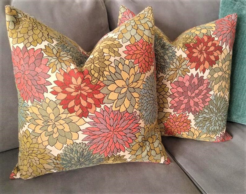 Floral Tapestry Down Insert Throw Pillows Set of 2 Etsy