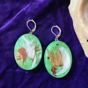Flowery Green Squirrel Jaw Earrings