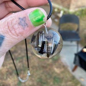 A Fish Inspired Recycled Nail & Screw Resin Necklace - Med Circle