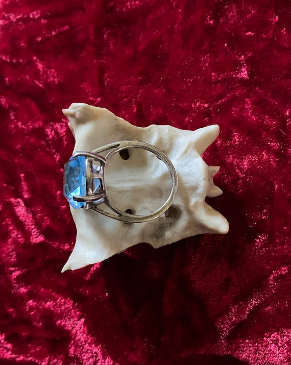 Vintage Sterling Silver Ring - Blue Glass - image 2