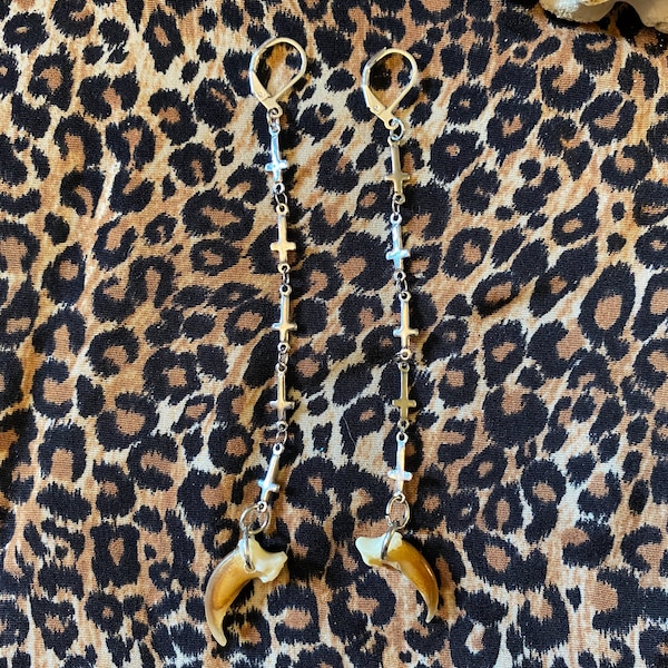 Upside down cross dangle earrings Clearance