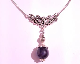 Amethyst Silver Victorian necklace Bohemian necklace Boho necklace Lilac necklace purple necklace amethyst jewelry gift for her lavender