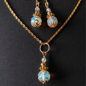 Opal jewelry set Gold  jewelry set Victorian set necklace and earrings Boho jewelry set Bohemian opal earrings opal necklace opal jewelry