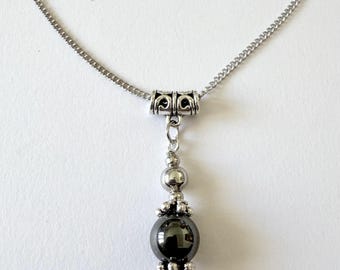 Hematite Victorian silver necklace Boho necklace bohemian necklace Antique earrings and necklace hematite vintage style necklace gift set