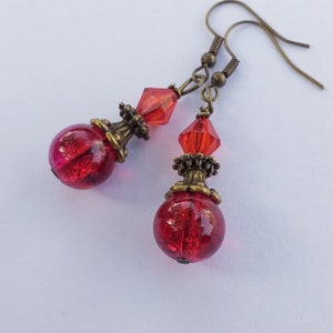 Victorian red earrings bronze earrings red earrings Boho Earrings Bohemian earrings antique earrings vintage earrings dangling earrings gift