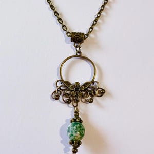Green Jasper bronze necklace green earrings green necklace Victorian necklace Boho Jasper jewelry Jasper necklace chandelier earrings gift