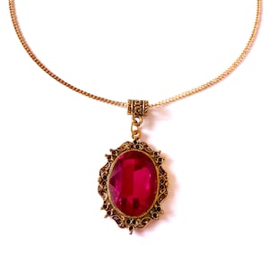 Victorian red necklace gold necklace filigree necklace pendant necklace Bohemian necklace Boho necklace victorian jewelry gift for her gift
