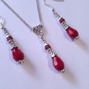 Viktorianischen roten Kristall Schmuck-Set Märchen Rot Schmuck-Set Halskette Ohrringe Kristall Schmuck-Set Barock Vintage-Schmuck-Set