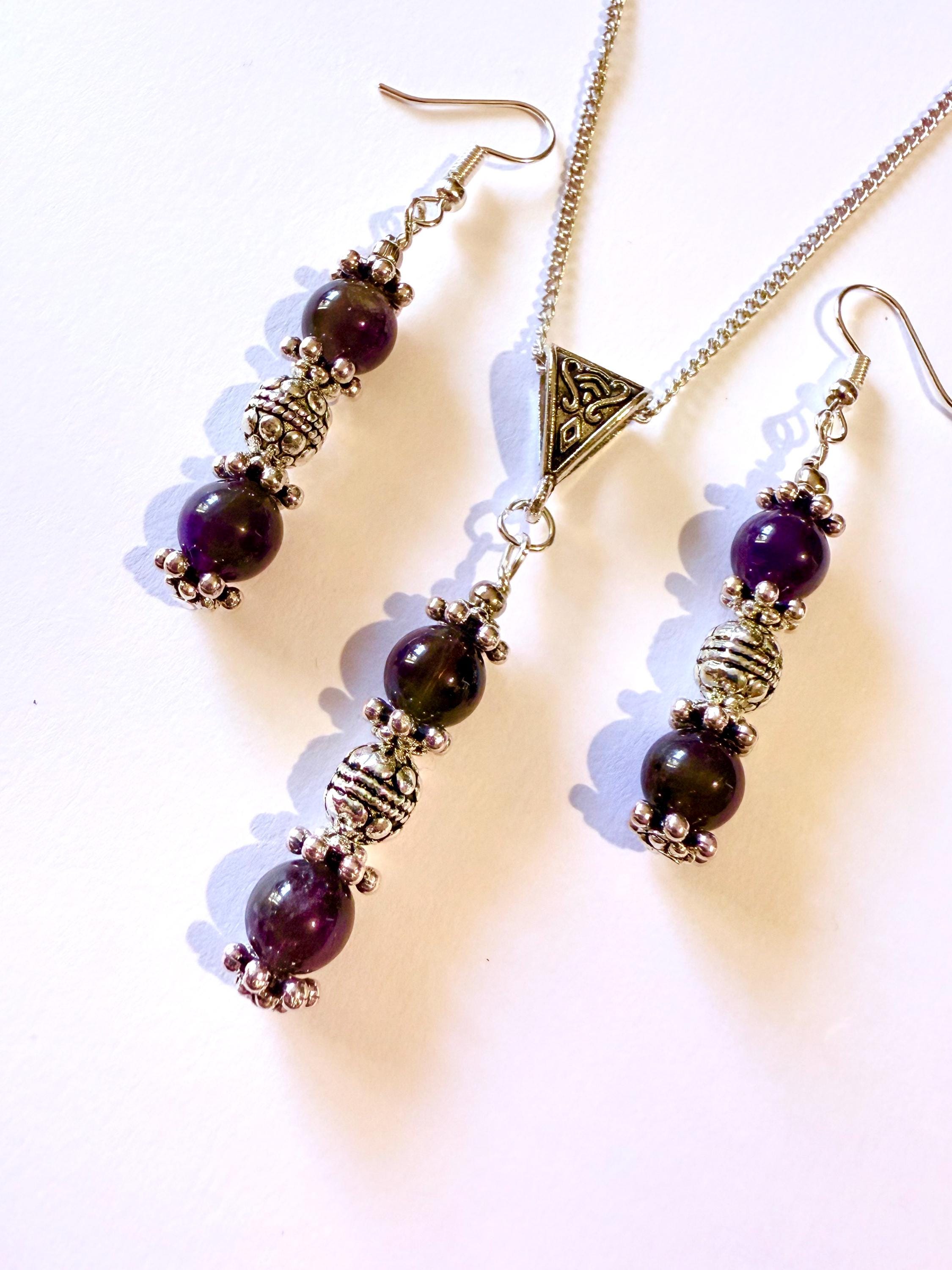 アメジストビクトリアンシルバーネックレスアメジストネックレス 