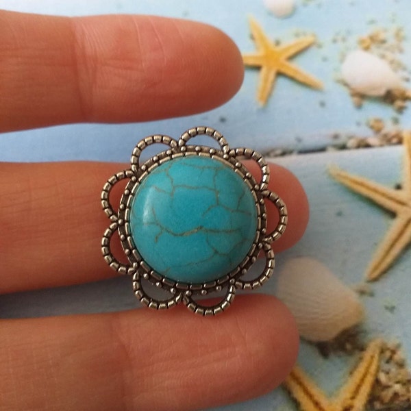 Victorian silver turquoise ring adjustable ring turquoise silver boho ring gemstone ring turquoise jewelry large turquoise ring gift for her