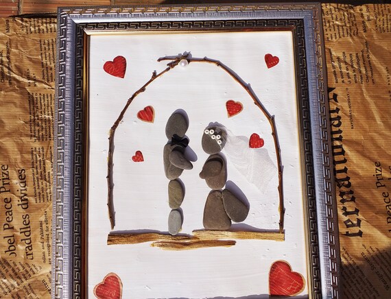 Pebble photo fait main Cadeau Amour Cadre Photo Art Craft