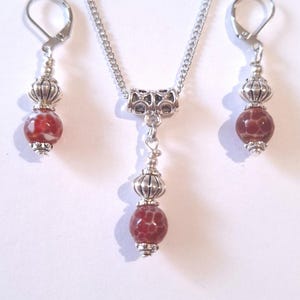 Jasper Silver Boho jewelry set earrings and necklace Victorian jewelry set Boho jewelry Ocean Jasper jewelry gift for her Jasper earrings
