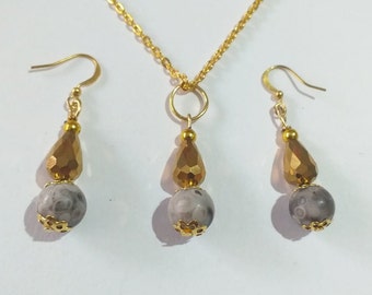 gold crystal Mayfanite jewelry set Mayfanite set Victorian set gold crystal set bohemian set Boho jewelry set gold bridal set