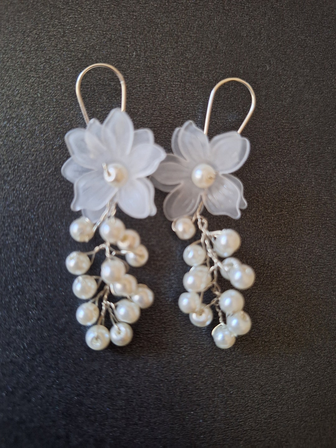 Seashell Pearl Flower Earrings For Women - Layered Acrylic Shell Drop Dangle Jewelry