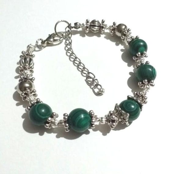 Malachite silver bracelet Victorian bracelet Royal style bracelet Malachite Antique style bracelet Green silver bracelet boho bracelet