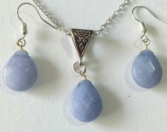 Aquamarine Victorian Silver jewelry set necklace earrings blue jewelry set Bohemian set teardrop Aquamarine jewelry set aquamarine earrings