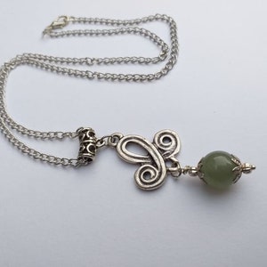 Victorian jade silver necklace jade pendant Boho necklace Bohemian silver Jade necklace Vintage style necklace antique style necklace gift