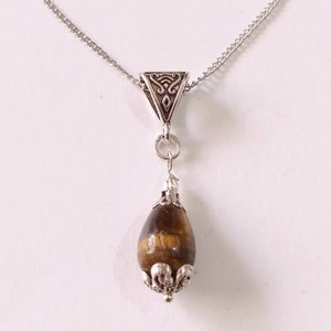 Tiger's eye Silver necklace Victorian necklace Bohemian necklace tiger's eye pendant Vintage style Tiger eye necklace teardrop necklace gift