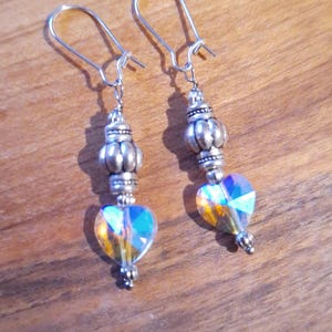 Swarovski Herz klar Kristall Ohrringe Victorian Ohrringe Silber Ohrringe Boho Ohrringe baumeln klares Herz Chamäleon Kristallohrringe Geschenk